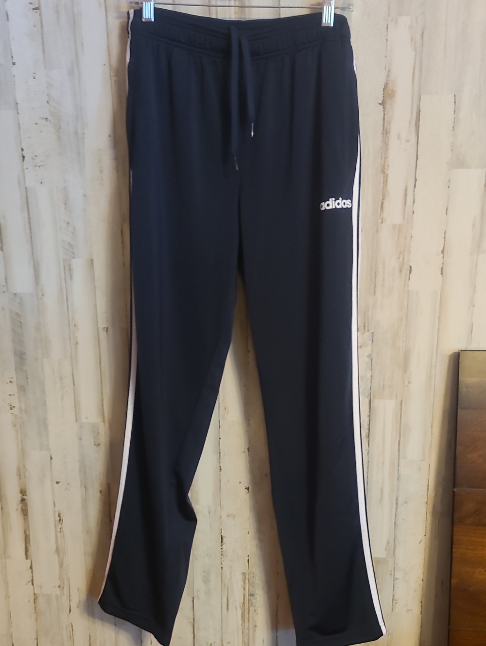 adidas Black Track Pants with White Side Stripes and Logo